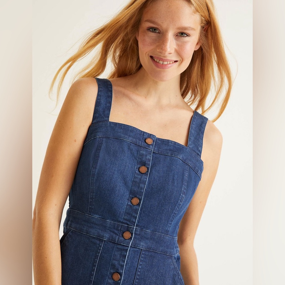 Boden Livia Denim Button Dress - Size 14